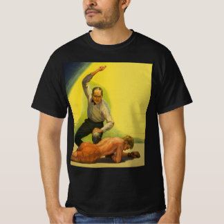 T-shirt Boxe sportive vintage, arbitre avec knock-out de b