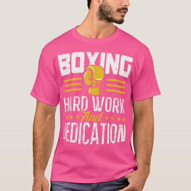 T-shirt Boxe Travail Dur Et Dédication Kickboxing Gym Box (Devant)
