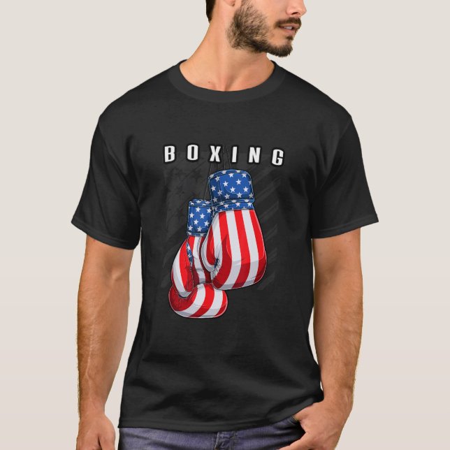 T-shirt Boxe USA American Flag Boxing Gants (Devant)