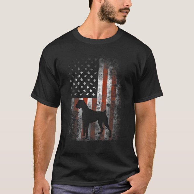 T-shirt Boxer American Flag USA 4th Of July Dog (Devant)