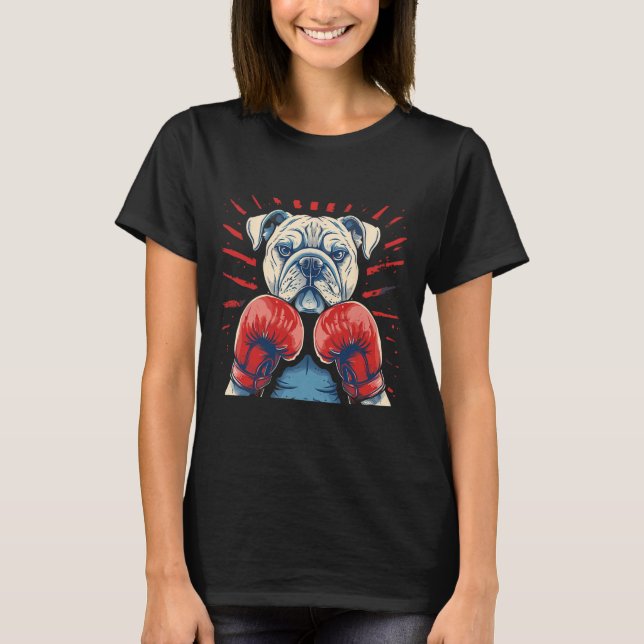 T-shirt Boxer Bulldog Avec Gants De Boxe Kickboxing Drôle (Devant)
