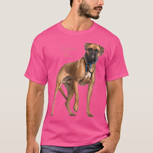 T-shirt Boxer Chien Chemise Chien Maman Papa L'Amour C'Est (Devant)
