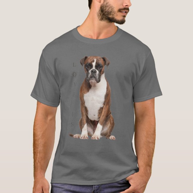 T-shirt Boxer Chien Chien Maman Papa L'Amour C'Est Du Chie (Devant)
