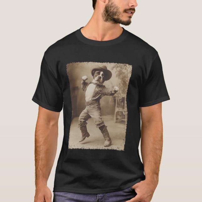 T-shirt Boxer Chien Drôle Cowboy Ridicule (Devant)