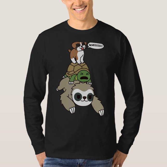 T-shirt Boxer Chien équitation Sloth Tortoise (Devant)