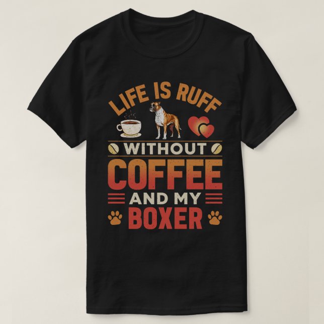 T-shirt Boxer Chien Et Café (Design devant)