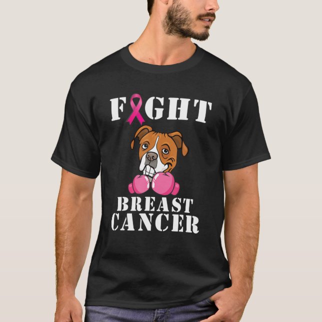 T-shirt Boxer Chien Lutter Contre Le Cancer Du Sein Soutie (Devant)