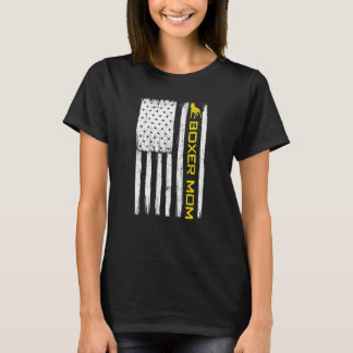 T-shirt Boxer Chien Maman Vintage Patriotique Avec Drapeau