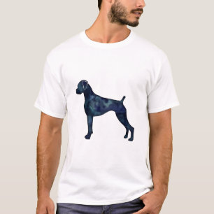 T-shirt Boxer Chien Oreilles naturelles Noir Aquarelle Sil