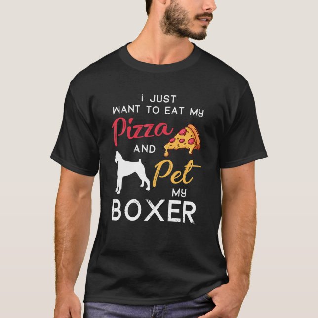 T-shirt Boxer Chien Pizza Lover propriétaire Noël Annivers (Devant)