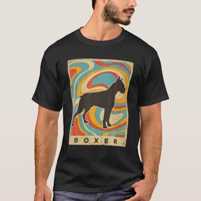T-shirt Boxer Chien Retro Vintage (Devant)