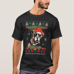 T-shirt Boxer Chien Xmas Père Noël drôle laide de Noël moc