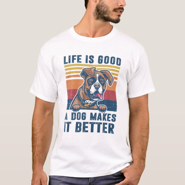 T-shirt Boxer Chiffres Cadeaux Funny Boxer Chien Papa Mama (Devant)