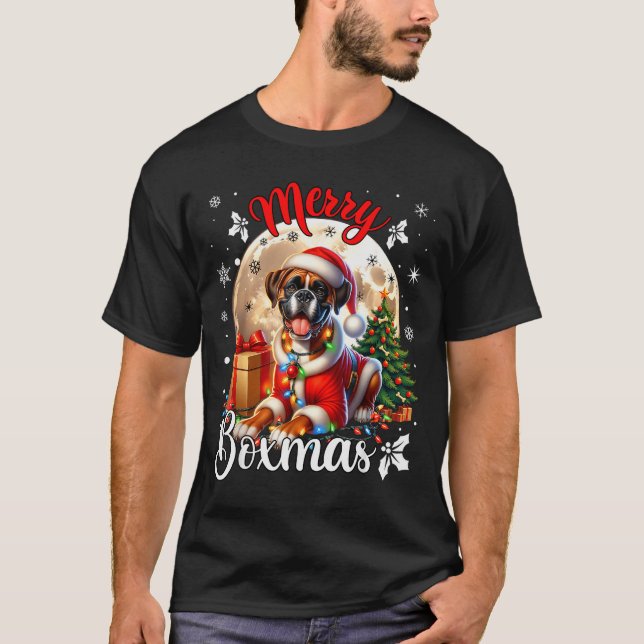 T-shirt Boxer Christmas Boxer Dog Costume Boxer Xmas Merry (Devant)