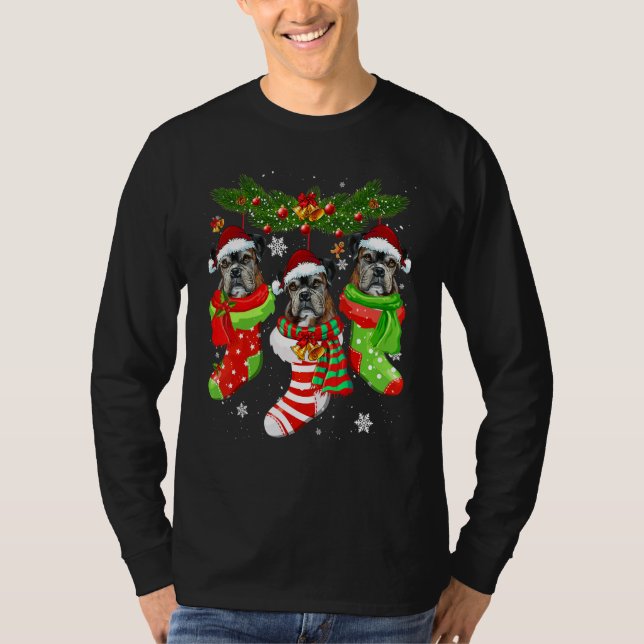 T-shirt Boxer Christmas Socks Tree Light Xmas Santa Hat (Devant)