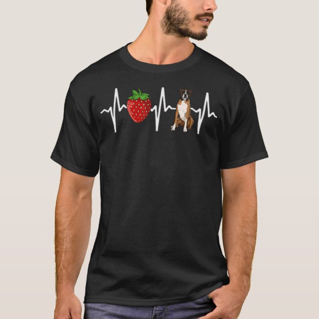 T-shirt Boxer de fraises Heartbeat Chien (Devant)