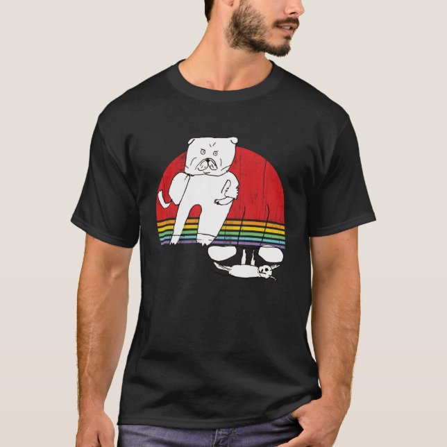 T-shirt Boxer Dog and Cat Working Out Lifting Weights (Devant)