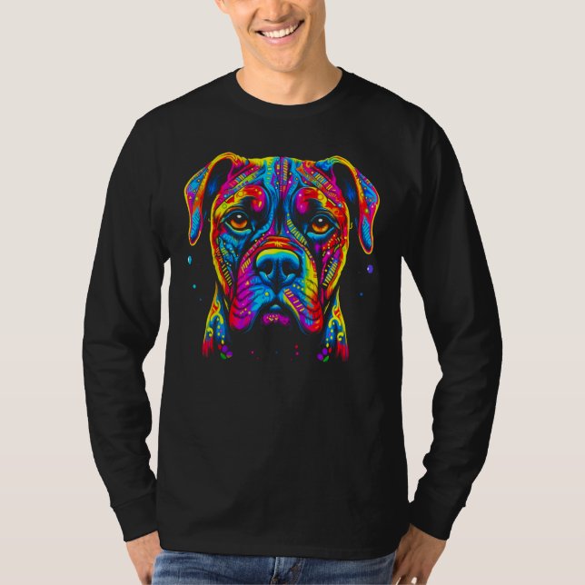 T-shirt Boxer Dog Pop Art (Devant)