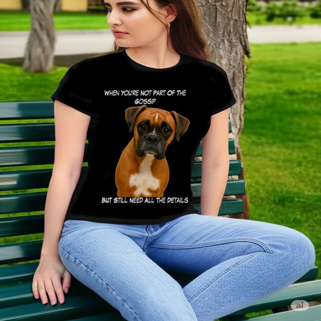 T-shirt Boxer Drôle Pas dans les Potins Mais Besoin de Dét (Créateur téléchargé)
