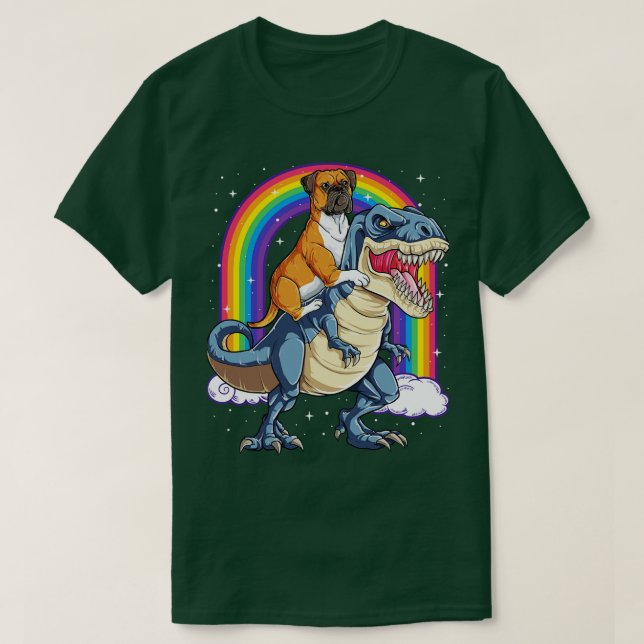 T-shirt Boxer équitation Dinosaur arc-en-ciel pour hommes  (Design devant)