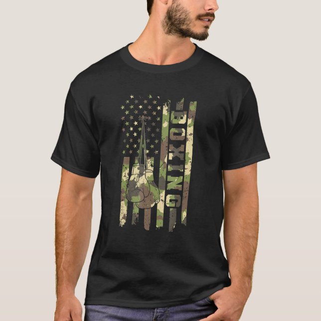 T-shirt Boxer Fighter Martial Arts Camouflage America Fla (Devant)