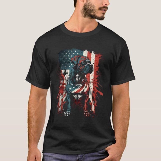 T-shirt Boxer Funny America USA Flag Dog Lover K-9 Unit Pa (Devant)