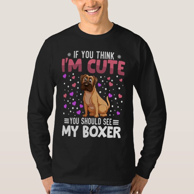 T-shirt Boxer Heart Valentine's Day Animal For Womens Kids (Devant)