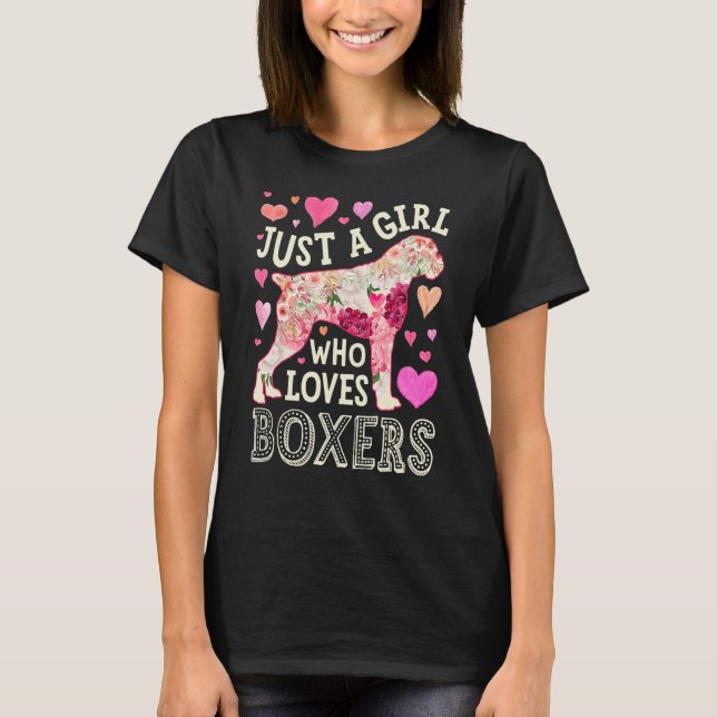 T-shirt Boxer Just A Girl Who Loves Boxers Dog Flower Wome (Devant)