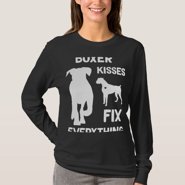 T-shirt Boxer kisses fix everything Boxer dog mom Boxer da (Devant)