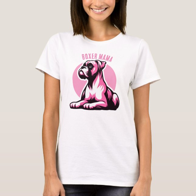 T-shirt Boxer Mama : Joli Chien Rose Boxer Silhouette (Devant)