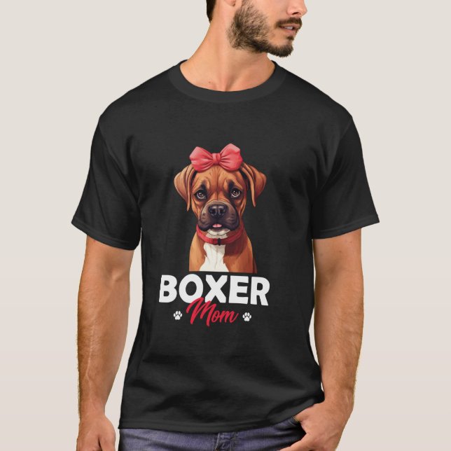 T-shirt Boxer Maman Boxer Chien Fête mère Longue Manche T  (Devant)