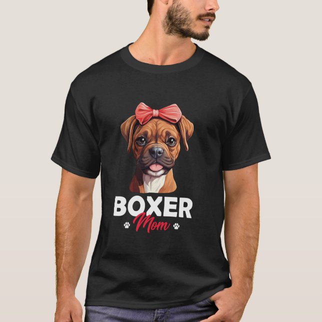 T-shirt Boxer Maman Boxer Chien Fête mère Longue Manche T  (Devant)