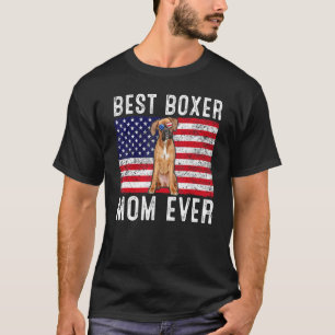 T-shirt Boxer Mom Usa American Flag Boxer Chien propriétai
