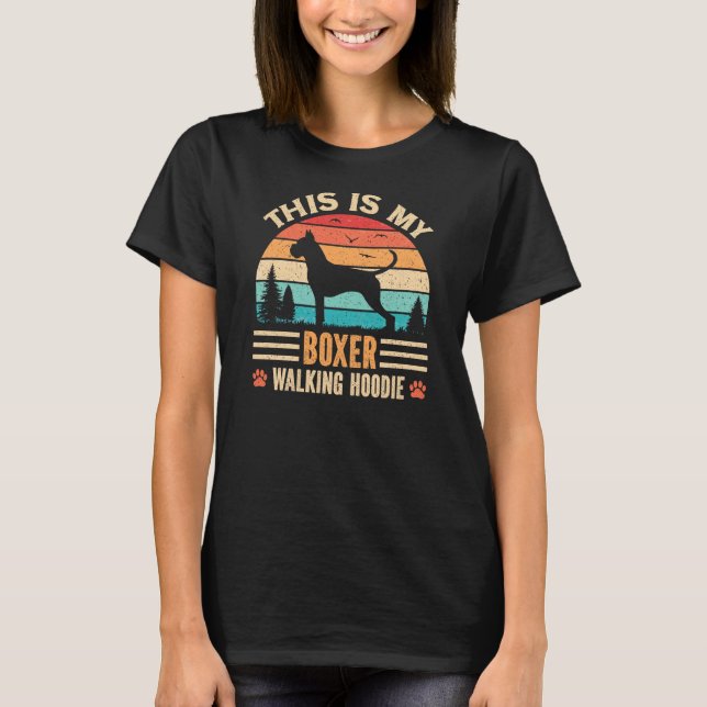 T-shirt Boxer Mom Walking German Dog Walker Retro Sunset (Devant)