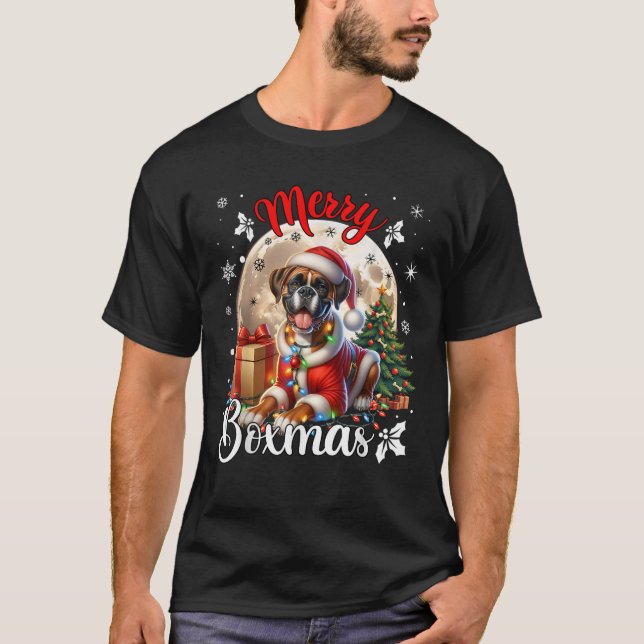 T-shirt Boxer Noël Boxer Chien Costume Boxer Xmas Joyeux (Devant)