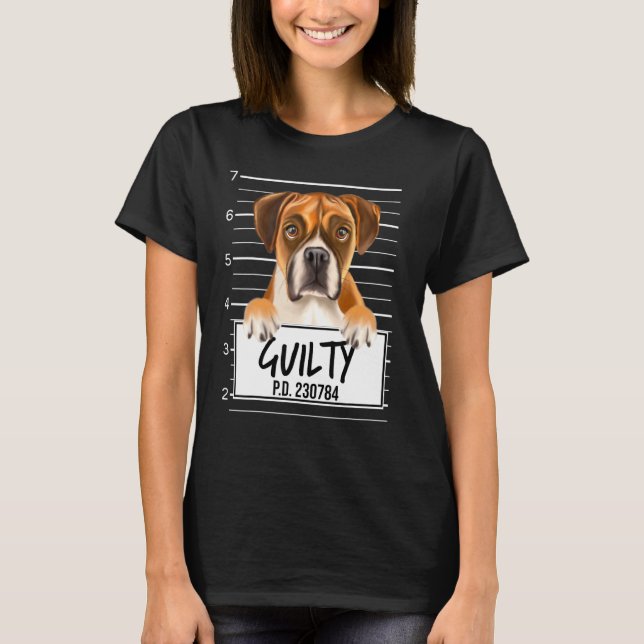 T-shirt Boxer Photo D'identité Coupable Chien (Devant)