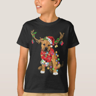 T-shirt Boxer Pitbull mix Gorgeous Reindeer Christmas Ligh