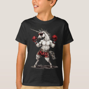 T-shirt Boxer Unicorn Avec Gants De Boxe Kickboxing Drôle