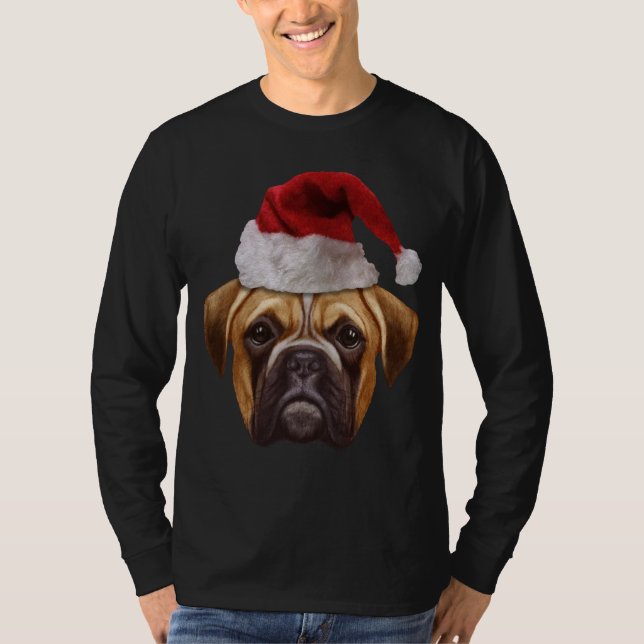 T-shirt Boxer Vilain Chien de Noël Santa Hat Noël Cadeau (Devant)
