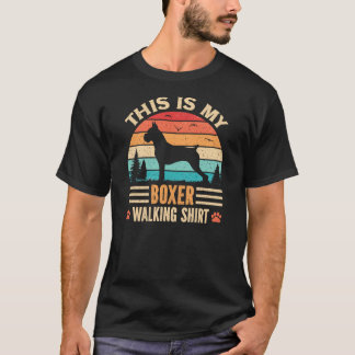 T-shirt Boxer Walking Dad German Dog Walker Retro Sunset