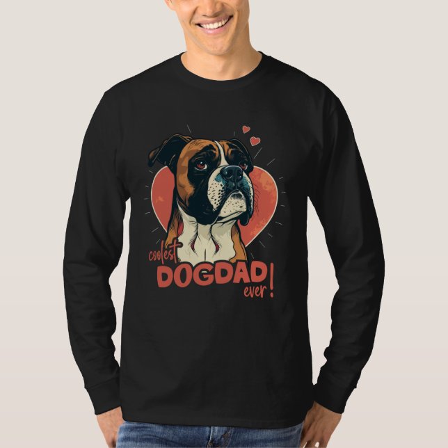 T-shirt Boxerdog With Heartdecoration  Coolest Dogdad (Devant)