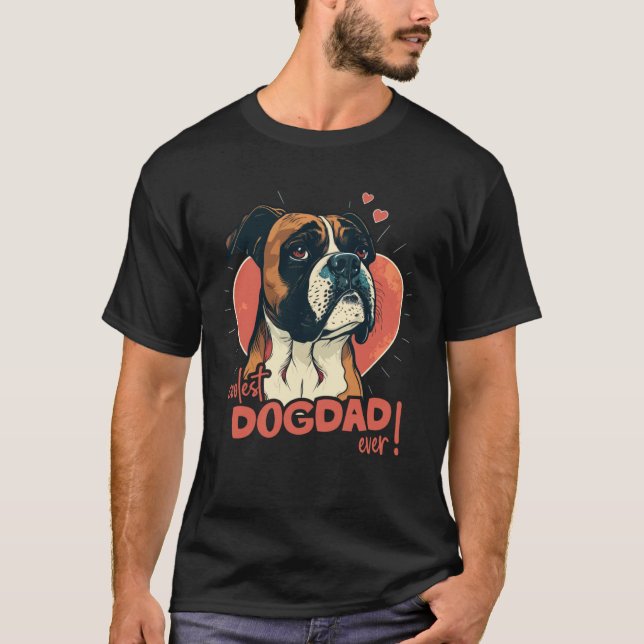 T-shirt Boxerdog With Heartdecoration  Coolest Dogdad (Devant)