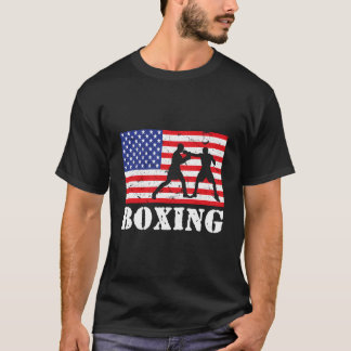 T-shirt Boxeur Américain Drapeau Usa en Détresse Boxeur Co