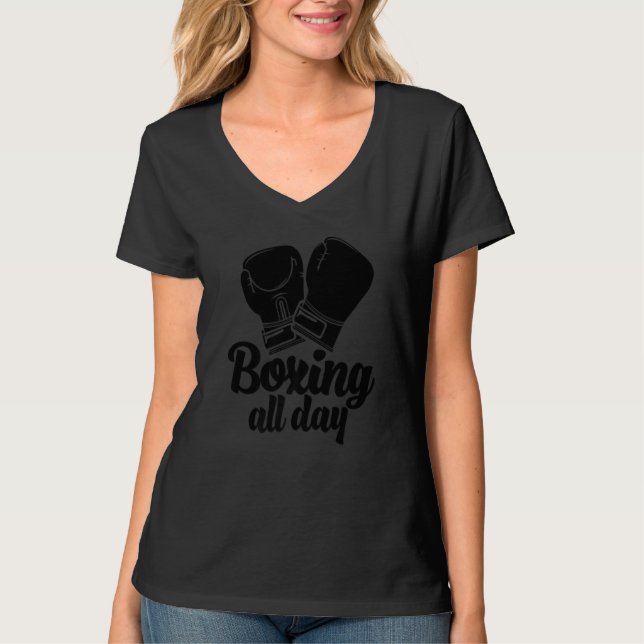 T-shirt Boxing All Day  Women Boxing Sports Love (Devant)