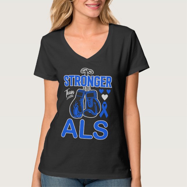 T-shirt Boxing Boxer Stronger Than ALS Awareness (Devant)