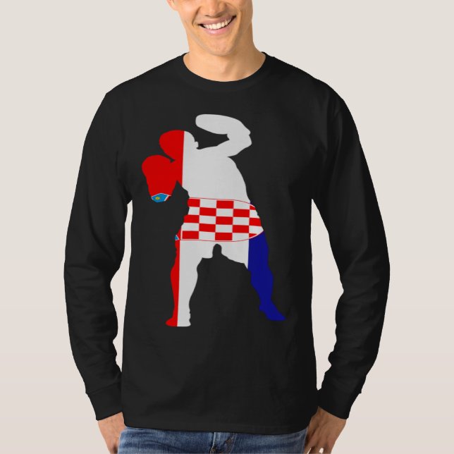 T-shirt Boxing Croatia Flag Men Boys Box Male Competitive  (Devant)