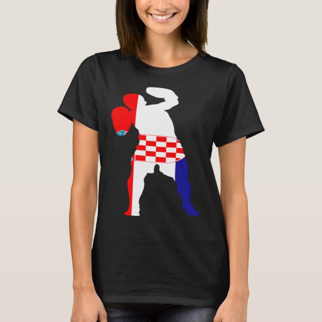 T-shirt Boxing Croatia Flag Men Boys Box Male Competitive  (Devant)