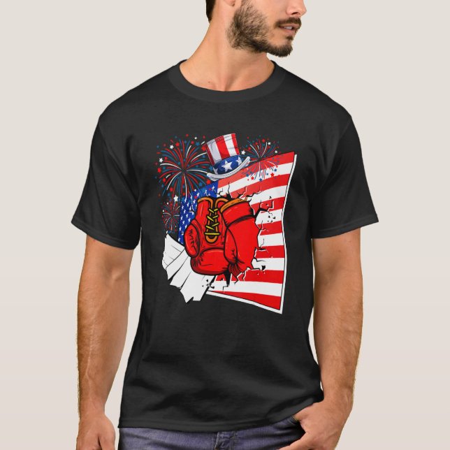 T-shirt Boxing Equipment Costume American Flag 4th Of July (Devant)