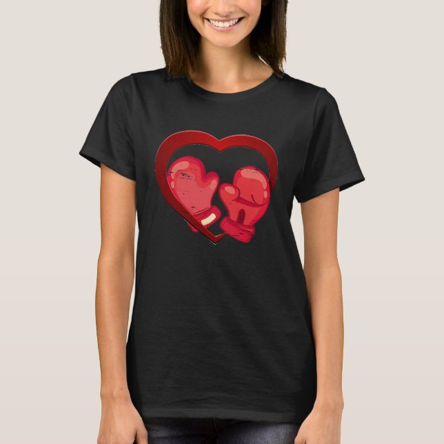 T-shirt Boxing Heart Valentine's Day Mens Womens Teen Boys (Devant)