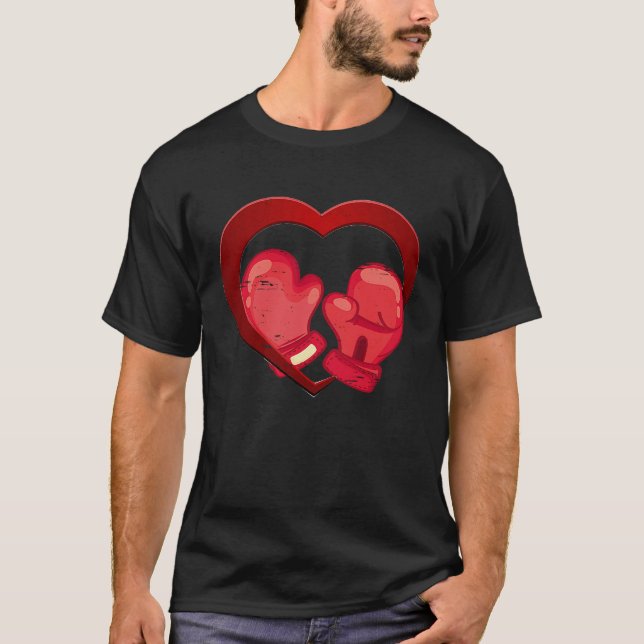 T-shirt Boxing Heart Valentine's Day Mens Womens Teen Boys (Devant)